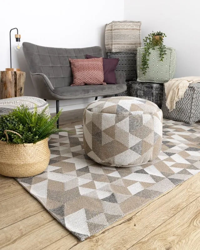 Teppich CASA ÖKO SISAL Boho Dreiecke 2816 sahne / taupe