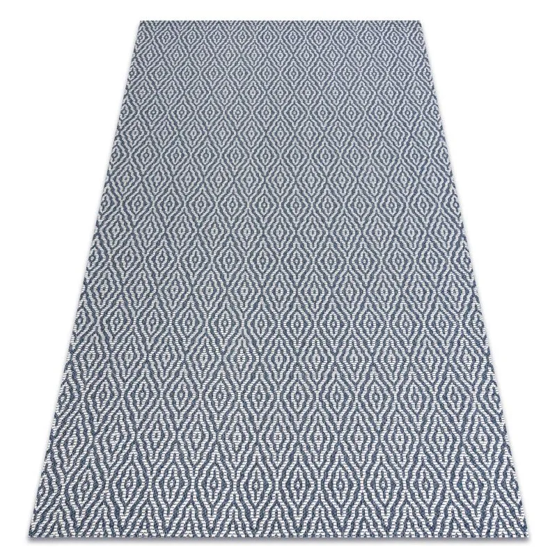 Teppich CASA ÖKO SISAL Boho Diamanten 22084 dunkelblau / sahne
