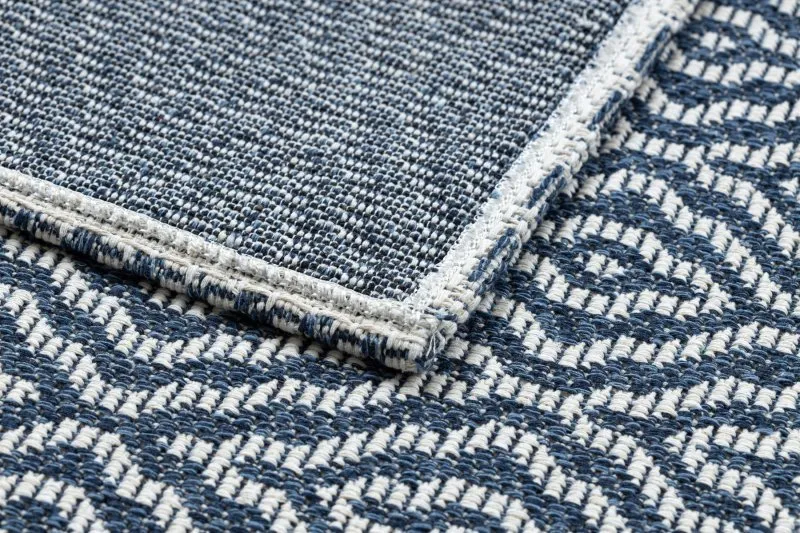 Teppich CASA ÖKO SISAL Boho Diamanten 22084 dunkelblau / sahne
