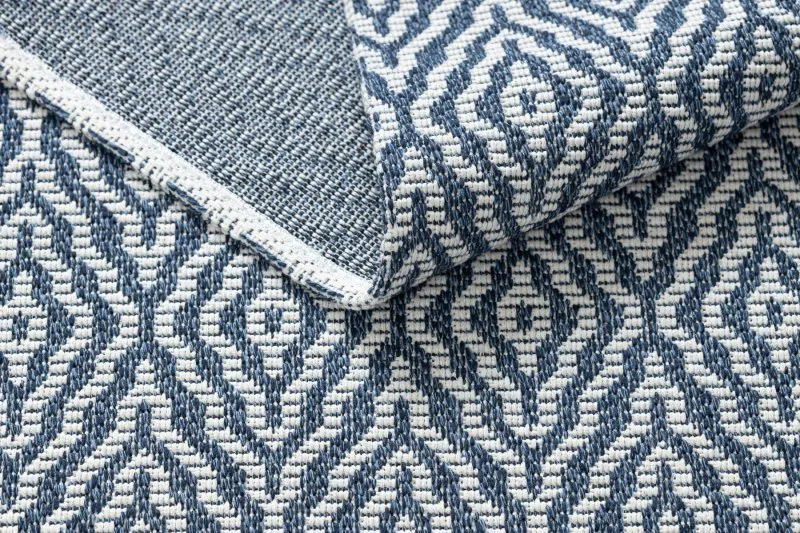 Teppich CASA ÖKO SISAL Boho Diamanten 22084 dunkelblau / sahne
