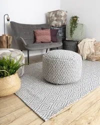 Teppich CASA ÖKO SISAL Boho Diamanten 22084 Anthrazit / sahne