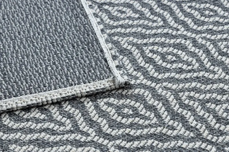 Teppich CASA ÖKO SISAL Boho Diamanten 22084 Anthrazit / sahne