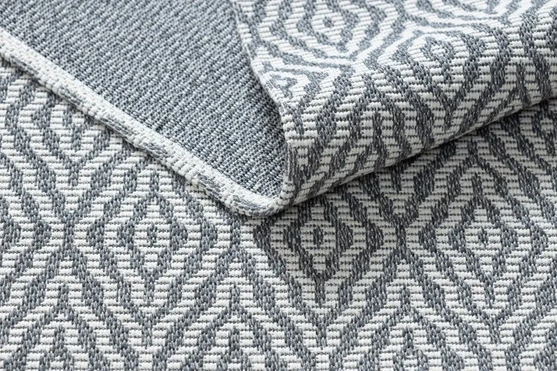 Teppich CASA ÖKO SISAL Boho Diamanten 22084 Anthrazit / sahne
