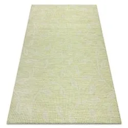Teppich SISAL PATIO Blätter flach gewebt grün / beige