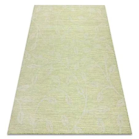 Teppich SISAL PATIO 3045 Blätter flach gewebt grün / beige
