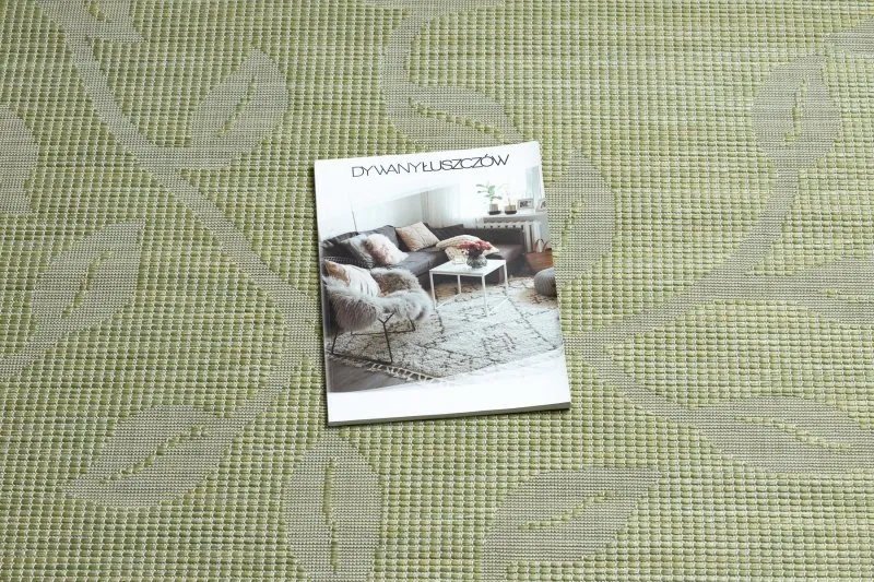 Teppich SISAL PATIO 3045 Blätter flach gewebt grün / beige