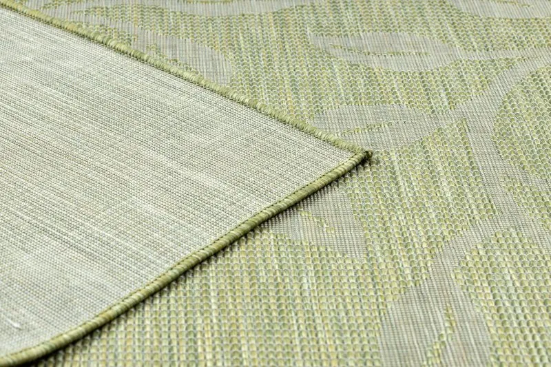 Teppich SISAL PATIO 3045 Blätter flach gewebt grün / beige