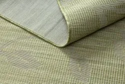 Teppich SISAL PATIO 3045 Blätter flach gewebt grün / beige
