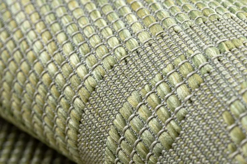 Teppich SISAL PATIO 3045 Blätter flach gewebt grün / beige