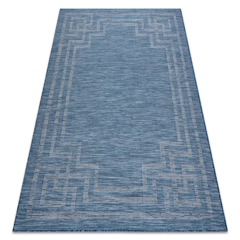 Teppich SISAL PATIO 3071 griechisch flach gewebt dunkelblau / beige