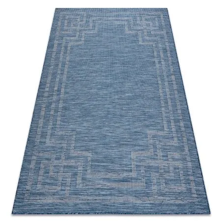 Teppich SISAL PATIO 3071 griechisch flach gewebt dunkelblau / beige