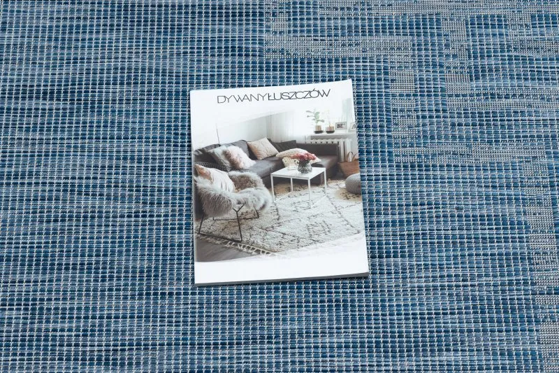 Teppich SISAL PATIO 3071 griechisch flach gewebt dunkelblau / beige