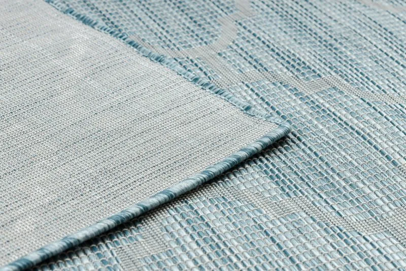 Teppich SISAL PATIO 3069 Marokkanisches Spalier flach gewebt - wasserblau