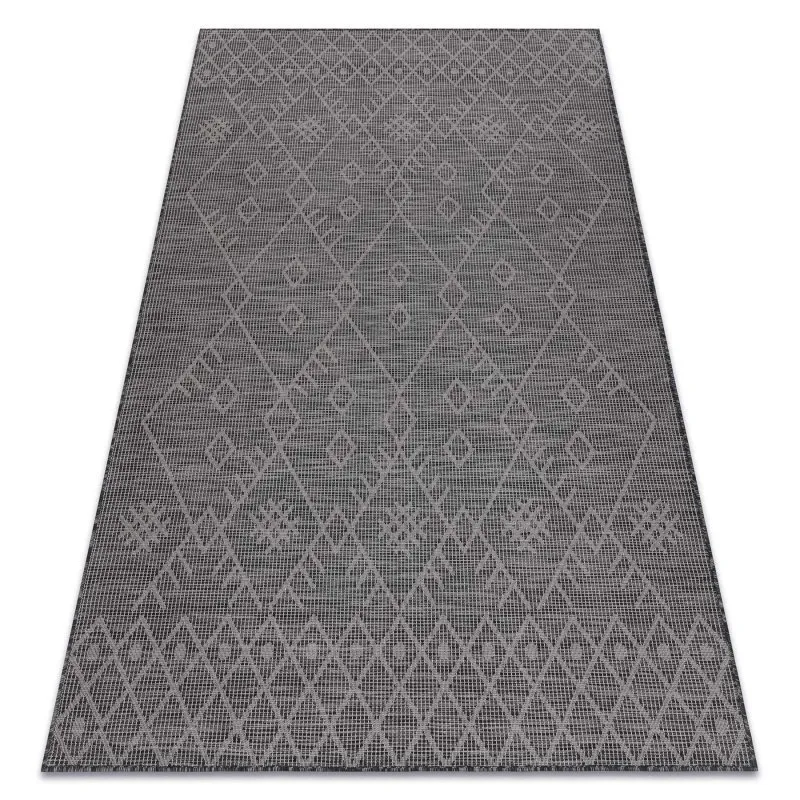 Teppich SISAL PATIO 3077 Boho flach gewebt - schwarz