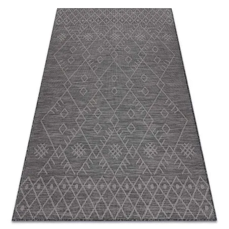Teppich SISAL PATIO 3077 Boho flach gewebt - schwarz