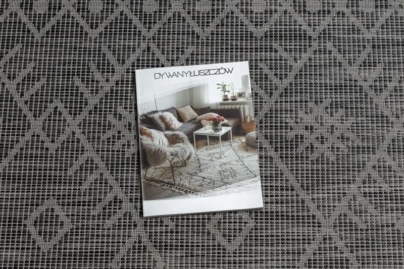 Teppich SISAL PATIO 3077 Boho flach gewebt - schwarz