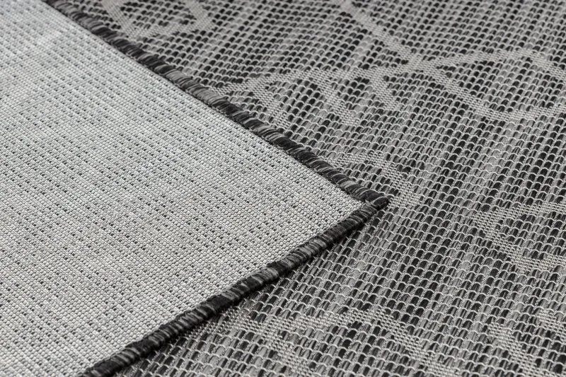 Teppich SISAL PATIO 3077 Boho flach gewebt - schwarz
