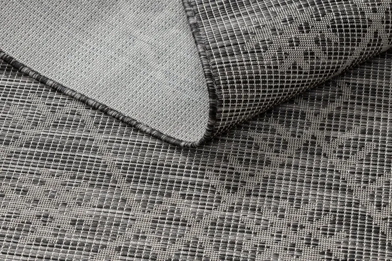 Teppich SISAL PATIO 3077 Boho flach gewebt - schwarz