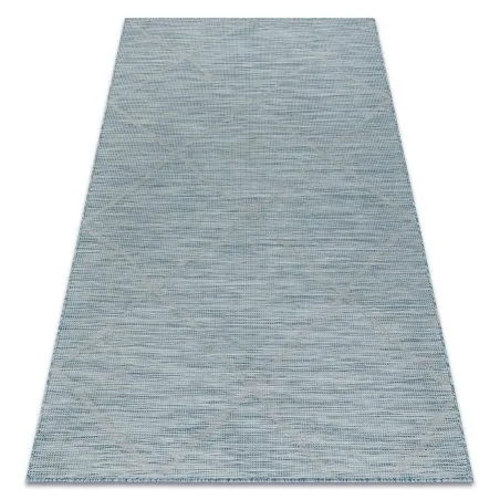 Teppich SISAL PATIO 3075 Diamanten flach gewebt - wasserblau