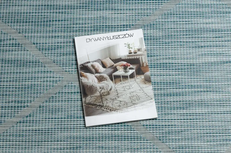 Teppich SISAL PATIO 3075 Diamanten flach gewebt - wasserblau