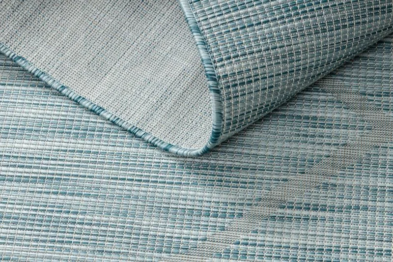 Teppich SISAL PATIO 3075 Diamanten flach gewebt - wasserblau