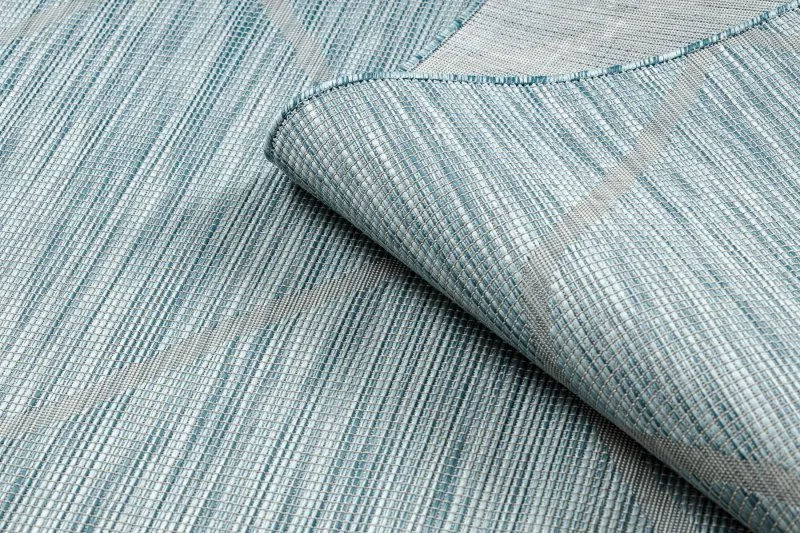 Teppich SISAL PATIO 3075 Diamanten flach gewebt - wasserblau