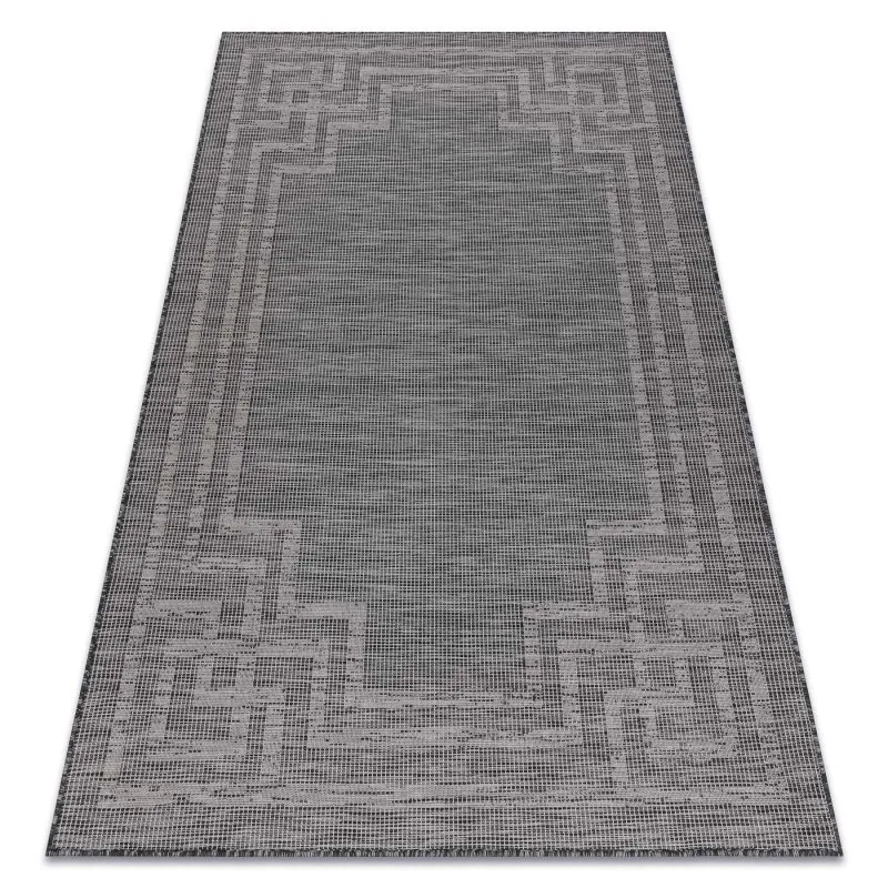 Teppich SISAL PATIO 3071 griechisch Rahmen flach gewebt - schwarz