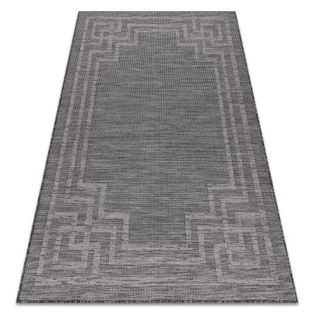 Teppich SISAL PATIO 3071 griechisch Rahmen flach gewebt - schwarz