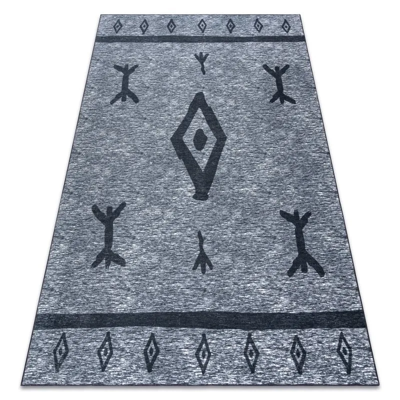 ANTIKA Teppich 119 tek, modernes Aztekisch, waschbar - grau 