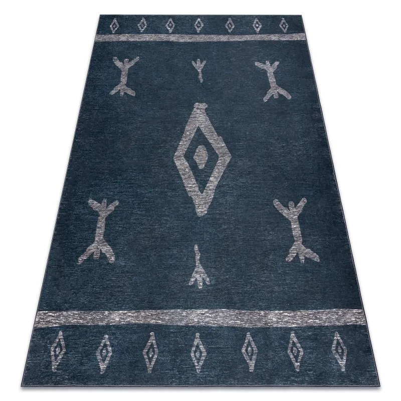 ANTIKA Teppich 121 tek, modernes Aztekisch, waschbar - anthrazit