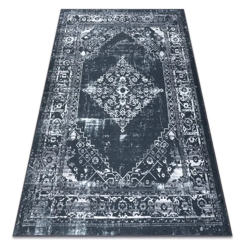 ANTIKA Teppich 117 tek, modernes Ornament, waschbar - grau / Graphit