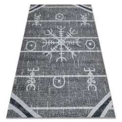ANTIKA Teppich 118 tek, modernes Aztekisch, waschbar - grau