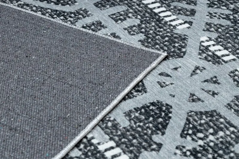 ANTIKA Teppich 118 tek, modernes Aztekisch, waschbar - grau 