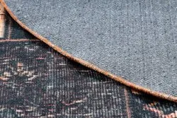 ANTIKA ancient chocolate Teppich Kreis, modernes Patchwork, griechisch waschbar - schwarz / Terrakotta