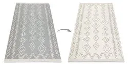 Teppich TWIN 23000 Boho, Baumwolle, doppelseitig, Rauten Ökologische Fransen - grau / creme