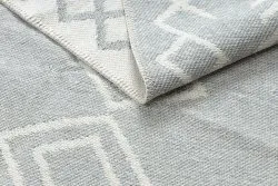 Teppich TWIN 23000 Boho, Baumwolle, doppelseitig, Rauten Ökologische Fransen - grau / creme