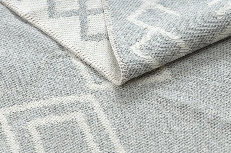 Teppich TWIN 23000 Boho, Baumwolle, doppelseitig, Rauten Ökologische Fransen - grau / creme