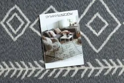 Teppich TWIN 23000 Boho, Baumwolle, doppelseitig, Rauten Ökologische Fransen - anthrazit / creme