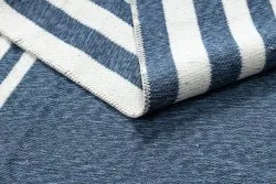Teppich TWIN 22990 Rahmen, Baumwolle, doppelseitig, Rauten Ökologische Fransen - dunkelblau / creme