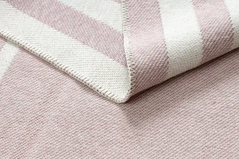 Teppich TWIN 22990 Rahmen, Baumwolle, doppelseitig, Rauten Ökologische Fransen - rosa / creme