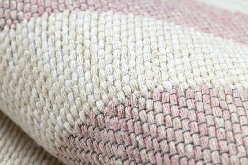 Teppich TWIN 22990 Rahmen, Baumwolle, doppelseitig, Rauten Ökologische Fransen - rosa / creme