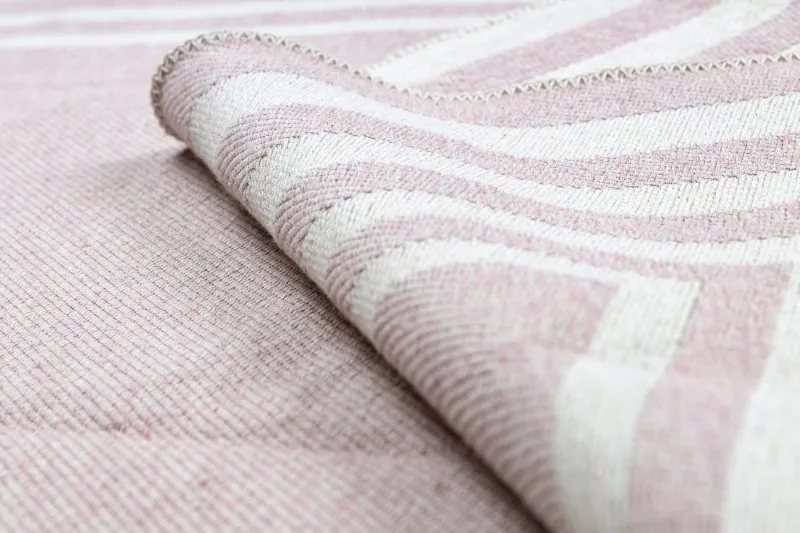 Teppich TWIN 22990 Rahmen, Baumwolle, doppelseitig, Rauten Ökologische Fransen - rosa / creme