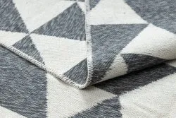 Teppich TWIN 22992 geometrisch, Baumwolle, doppelseitig, Ökologische Fransen - anthrazit / creme