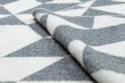Teppich TWIN 22992 geometrisch, Baumwolle, doppelseitig, Ökologische Fransen - anthrazit / creme