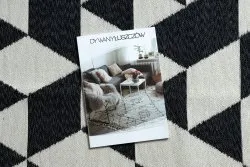 Teppich TWIN 22992 geometrisch, Baumwolle, doppelseitig, Ökologische Fransen - schwarz / creme