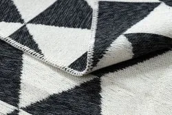 Teppich TWIN 22992 geometrisch, Baumwolle, doppelseitig, Ökologische Fransen - schwarz / creme