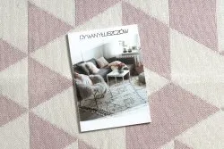 Teppich TWIN 22992 geometrisch, Baumwolle, doppelseitig, Ökologische Fransen - rosa / creme