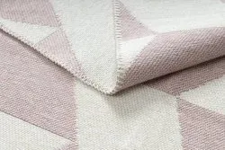 Teppich TWIN 22992 geometrisch, Baumwolle, doppelseitig, Ökologische Fransen - rosa / creme