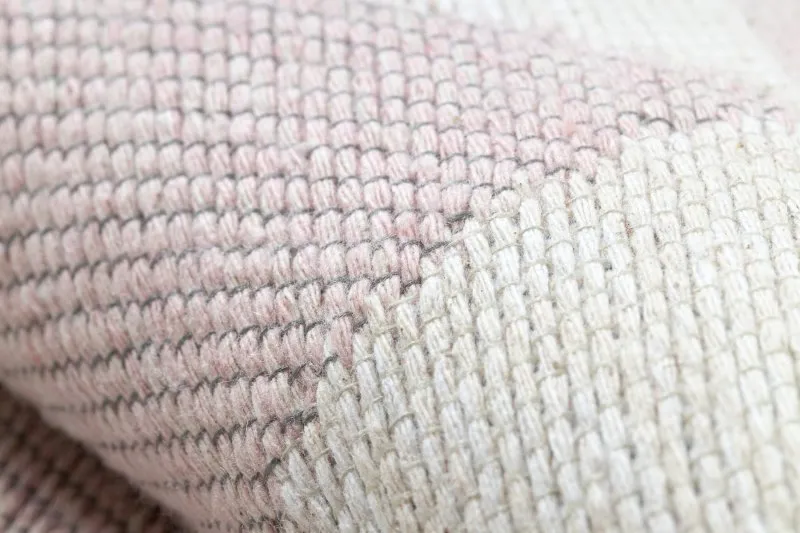 Teppich TWIN 22992 geometrisch, Baumwolle, doppelseitig, Ökologische Fransen - rosa / creme