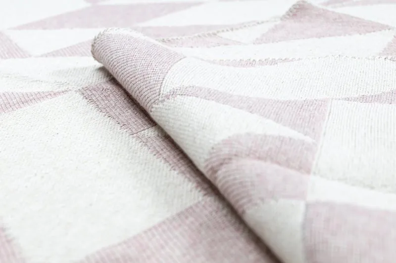 Teppich TWIN 22992 geometrisch, Baumwolle, doppelseitig, Ökologische Fransen - rosa / creme